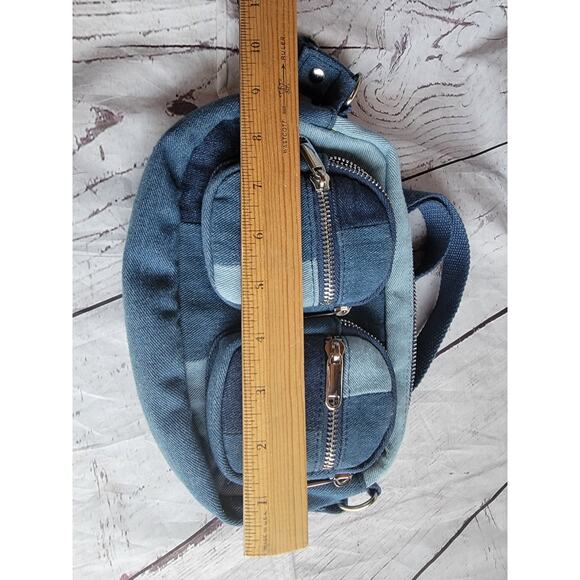 Wild Fable Womens Small Crossbody Denim Patch Work Bag Purse Silk Pocket - Picture 5 of 9